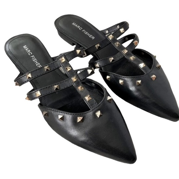 Marc Fisher Shoes - Marc Fisher Black Studded Pointed Toe Slip Ons